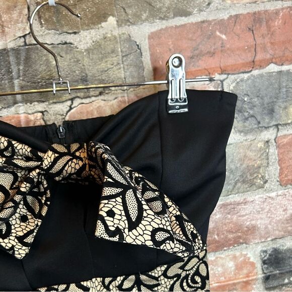 5 for $25🔥Papaya Tan & Black Floral Strapless Dress Juniors Size Small - Picture 4 of 9